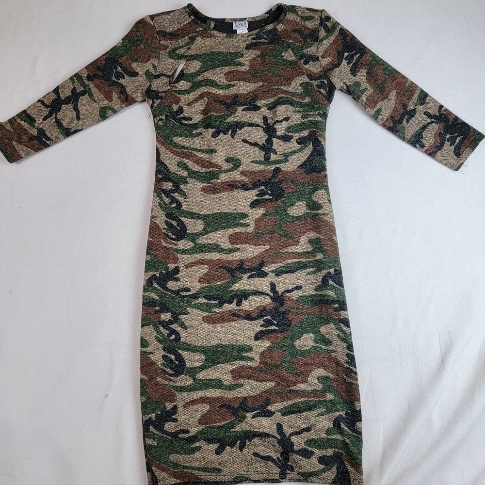 VAMP Cutout Bodycon Camo Dress, Sz Small